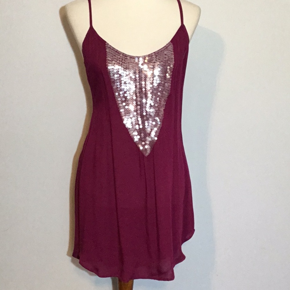 VIX by Paula Hermanny sequin front swim suit coverup, scoop neck, adj straps, M